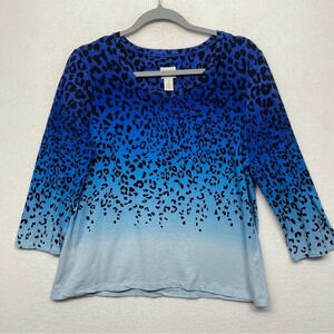 Zenergy Chico’s Blue Blouse 1‎ / S Printed